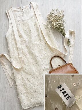 Dashu Tree Japanese boutique find Ivory Sequin & Feather Dress